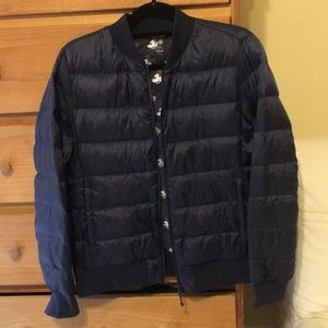 Uniqlo Navy blue down bomber jacket, Disney themed